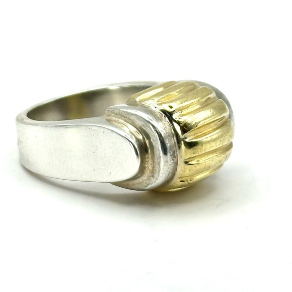 Lagos Vintage Caviar Gold & Silver Fluted Ring Size 7 - Picture 3 of 11